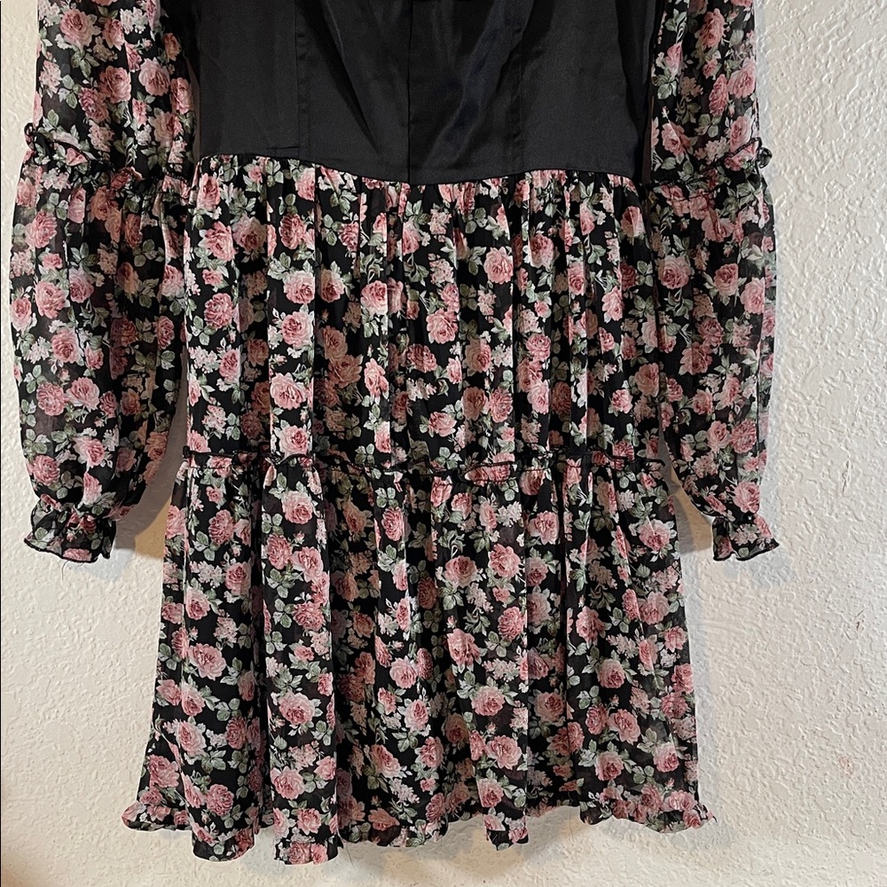 MISSGUIDED Size 4 Black Floral Print Bust Cup Corset Romantic Dress NEW - Picture 7 of 12